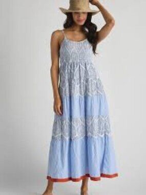 THML | Social Threads Blue Red Bandanna Maxi Dress Size S